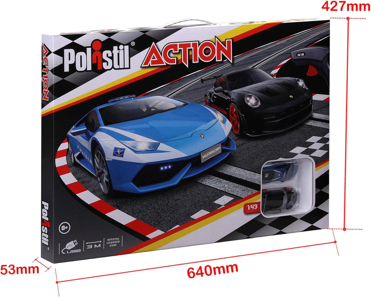 * 96151 Bburago Polistil Piste Électrique Action avec Lamborghini Huracan Police