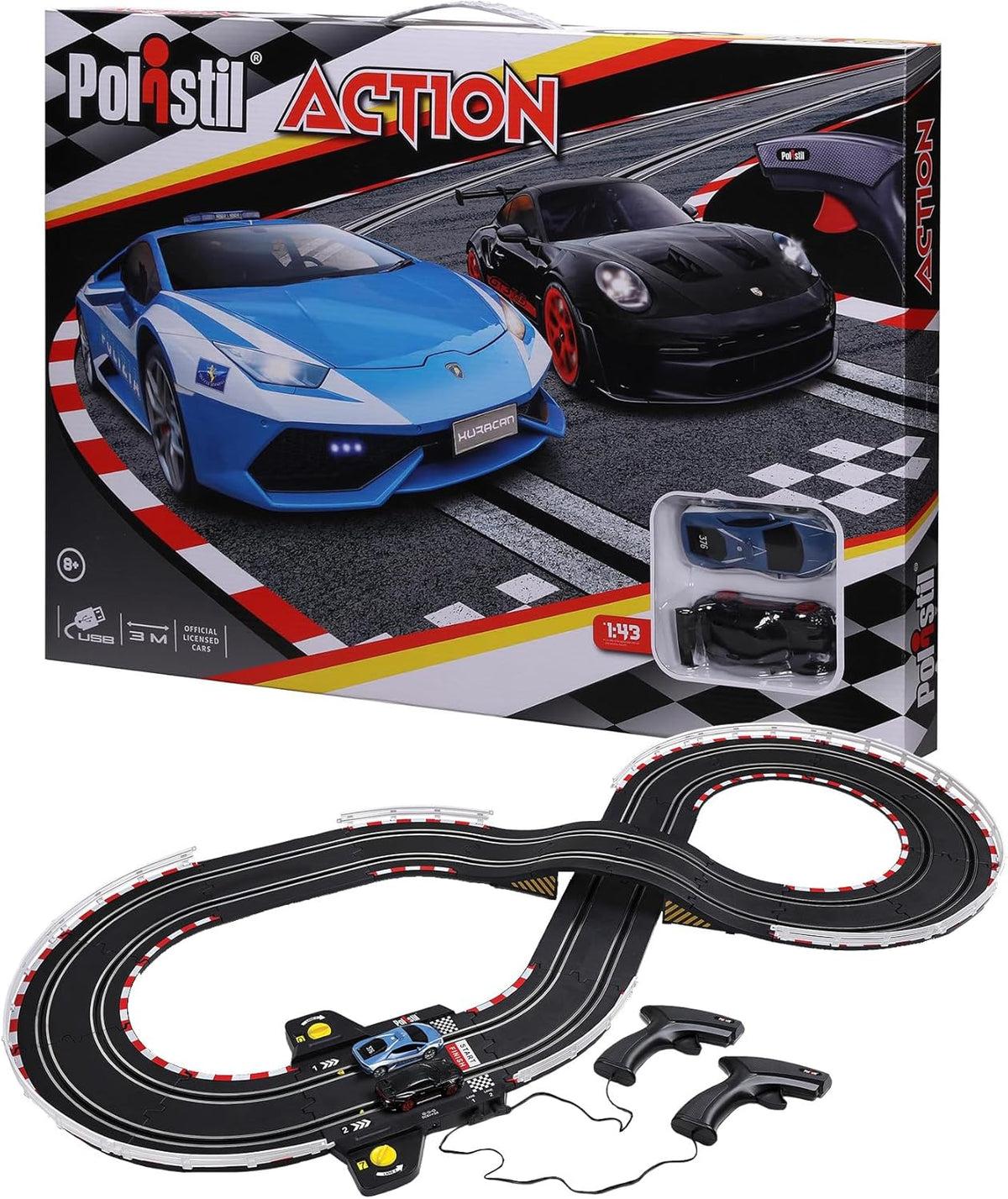 * 96151 Bburago Polistil Piste Électrique Action avec Lamborghini Huracan Police