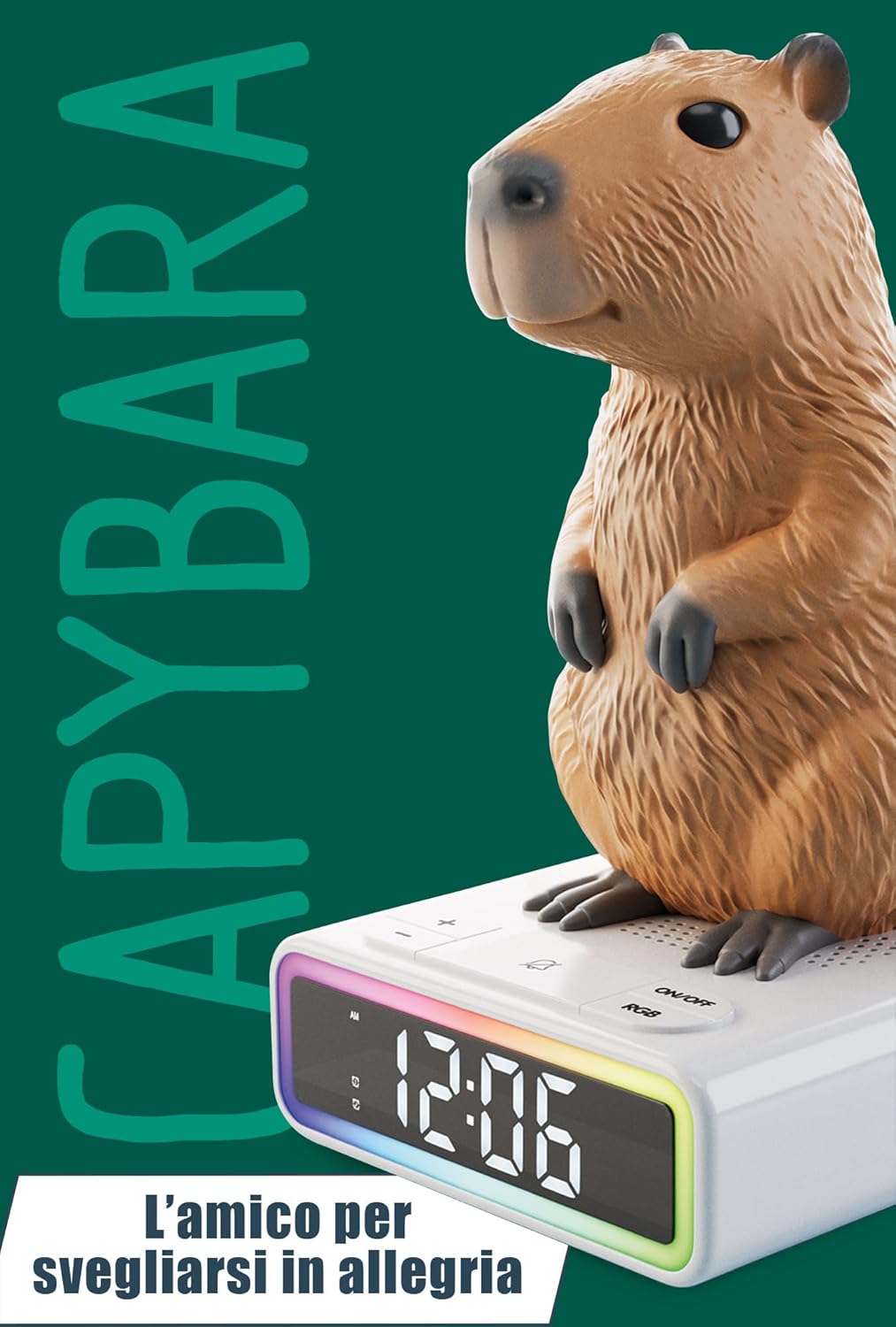 113576 Lisciani Rainy Days Capybara Réveil LED avec Figurine Capybara