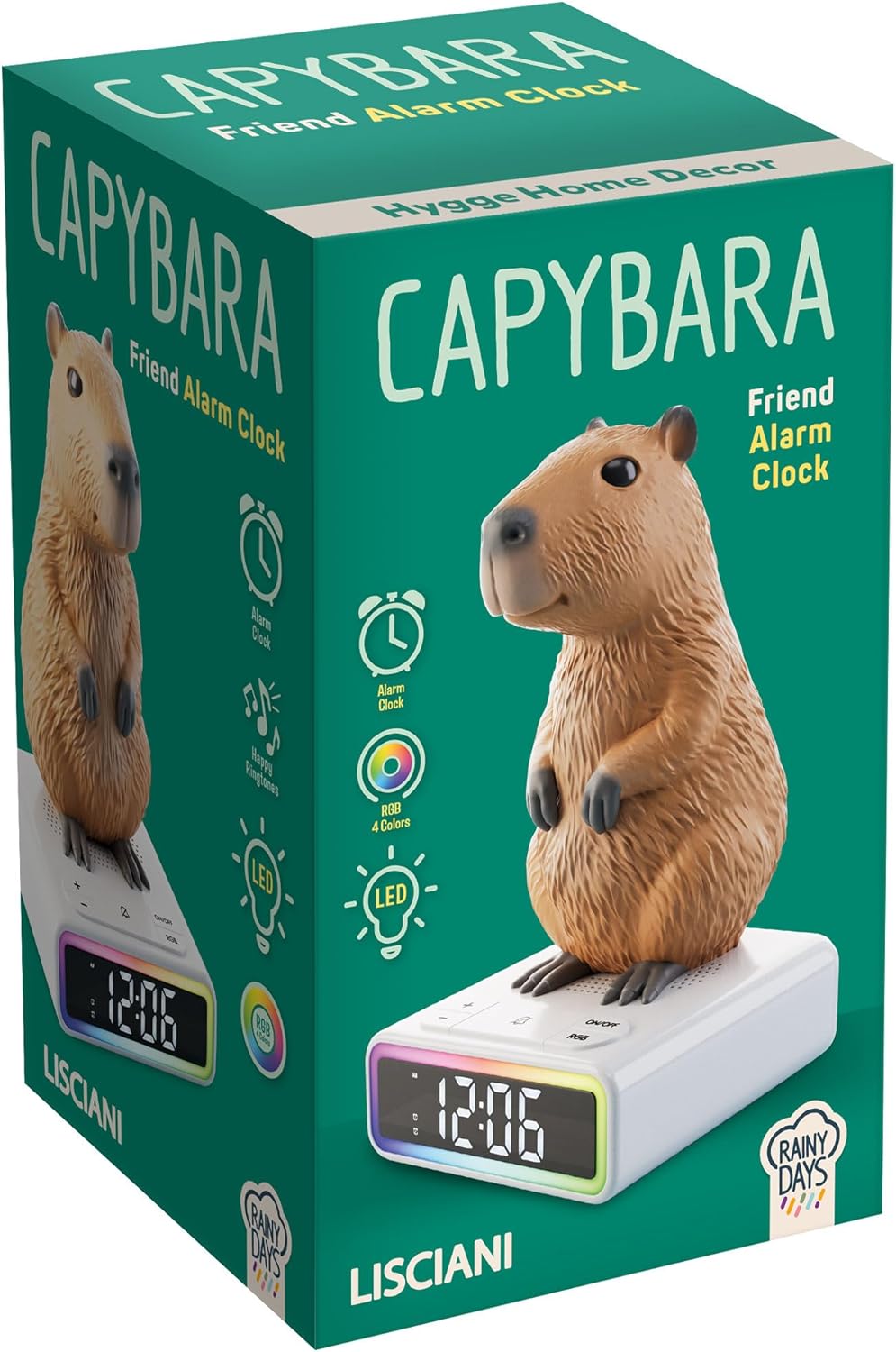 113576 Lisciani Rainy Days Capybara Réveil LED avec Figurine Capybara