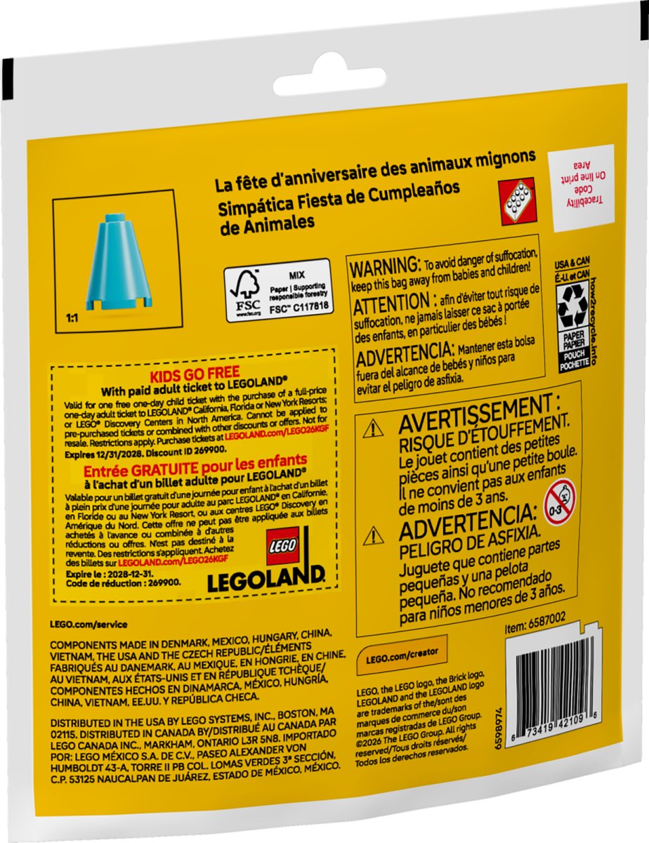 30715 LEGO Polybag Créateur Fête d'anniversaire avec adorables animaux