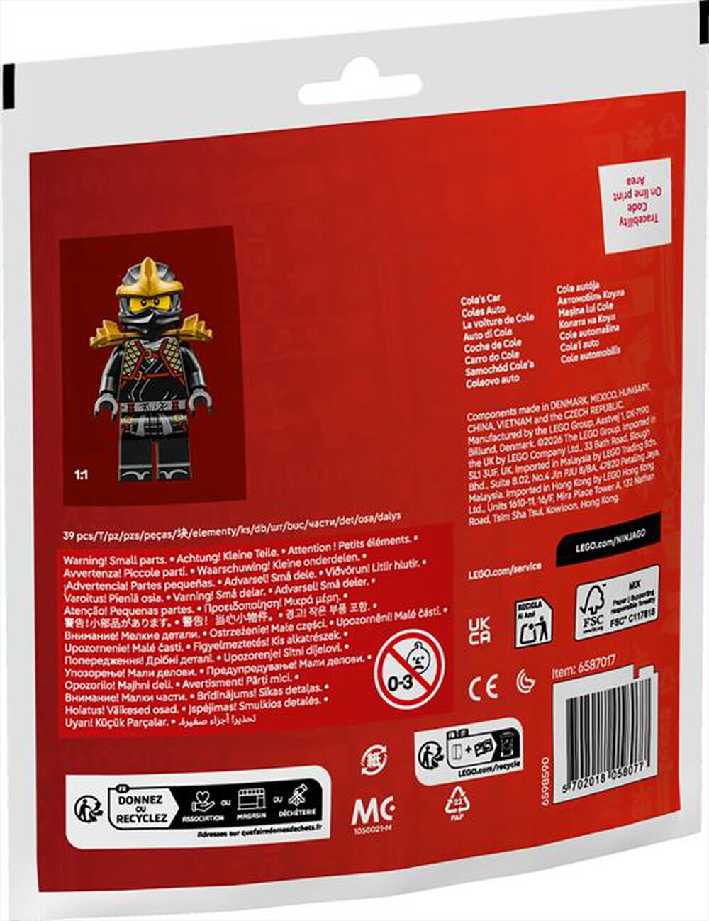 30723 LEGO Polybag Ninjago Sacs de recrutement Auto ninja de Cole