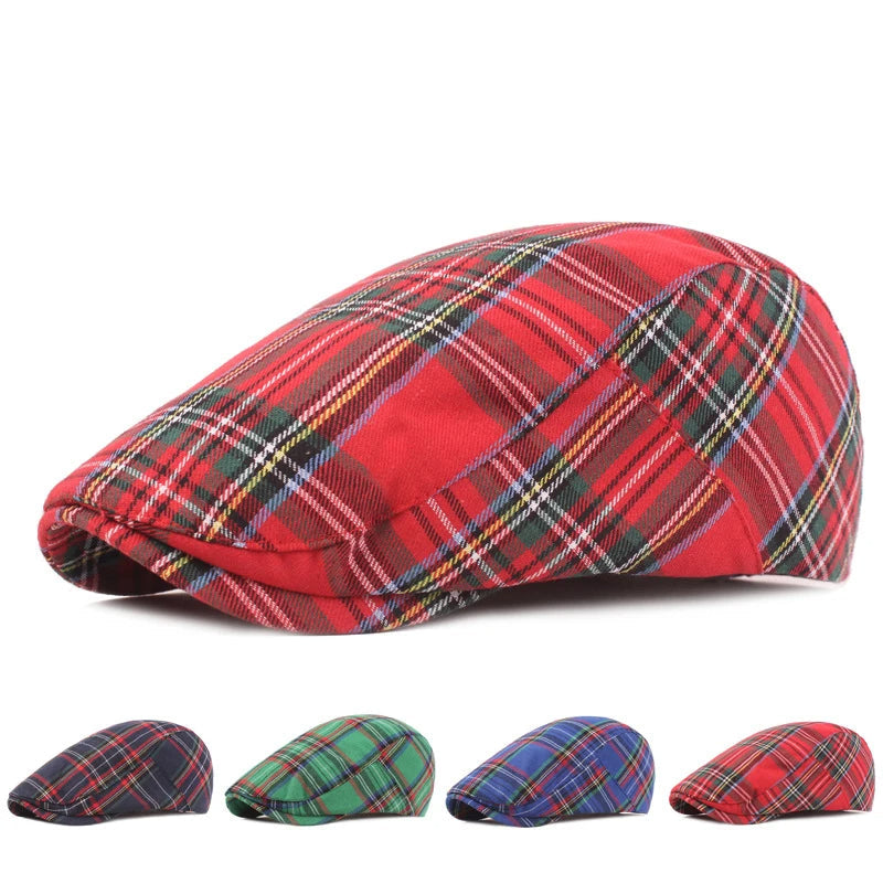 Vintage Plaid Adjustable Ivy Gatsby Flat Newsboy Cap