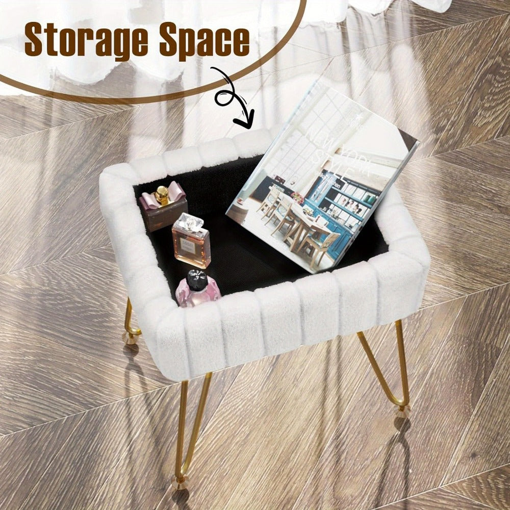Makeup Vanity Desk with Hidden Storage and Padded Seat for Bedroom