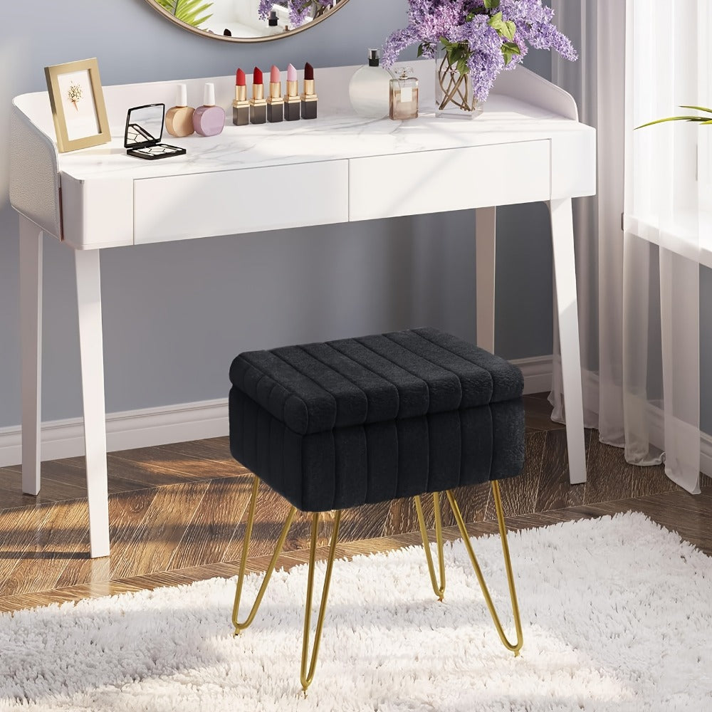Makeup Vanity Desk with Hidden Storage and Padded Seat for Bedroom