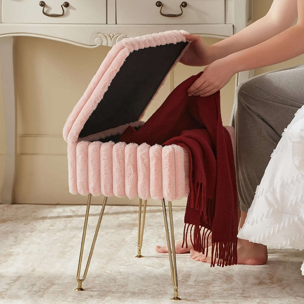 Makeup Vanity Desk with Hidden Storage and Padded Seat for Bedroom
