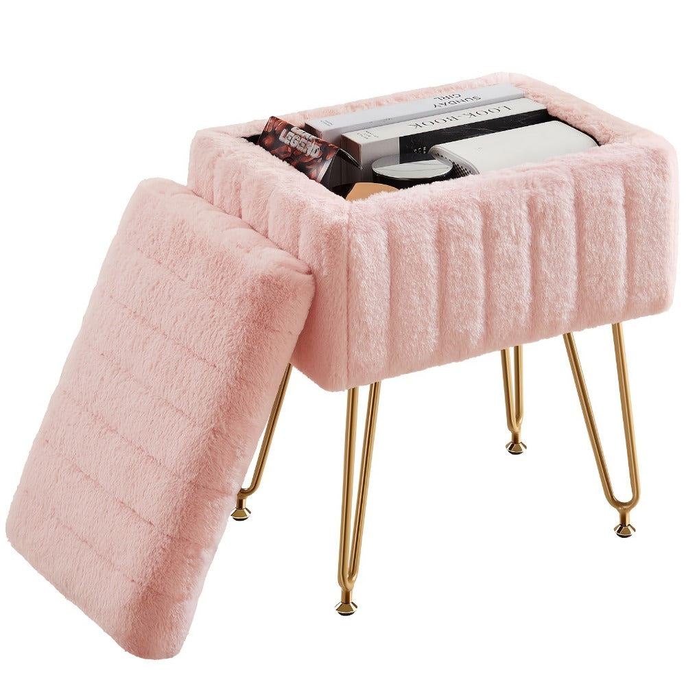 Makeup Vanity Desk with Hidden Storage and Padded Seat for Bedroom