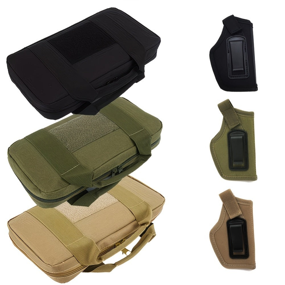Men's Tactical Range Bag Set with Padded Organizer Case & Belt Pouch in Khaki, Army Green or Black