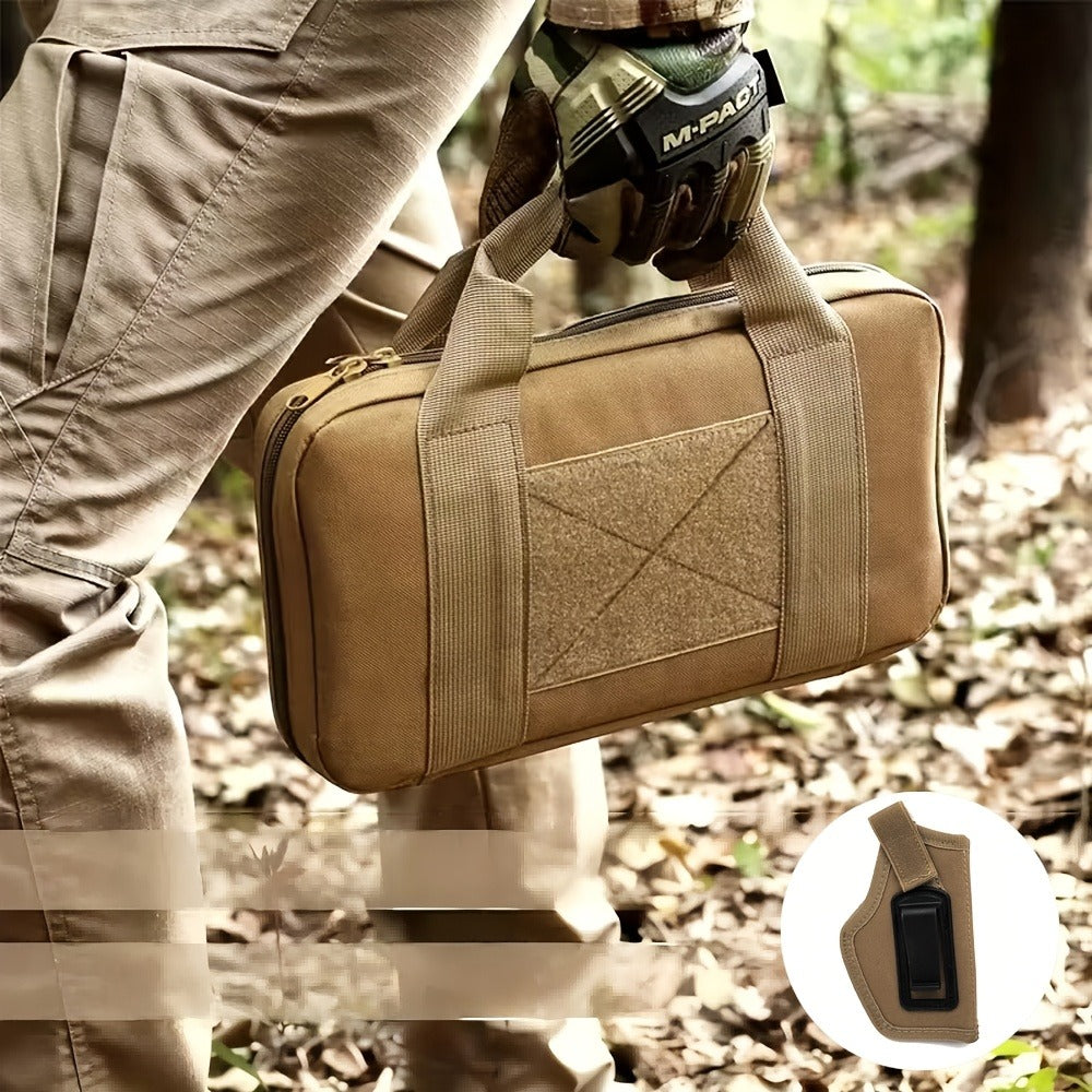 Men's Tactical Range Bag Set with Padded Organizer Case & Belt Pouch in Khaki, Army Green or Black