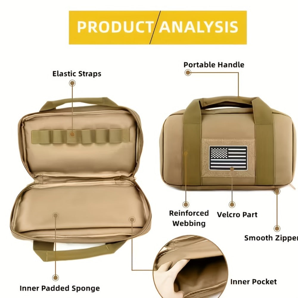 Men's Tactical Range Bag Set with Padded Organizer Case & Belt Pouch in Khaki, Army Green or Black