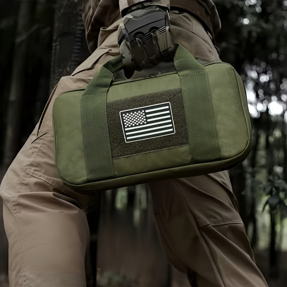 Men's Tactical Range Bag Set with Padded Organizer Case & Belt Pouch in Khaki, Army Green or Black