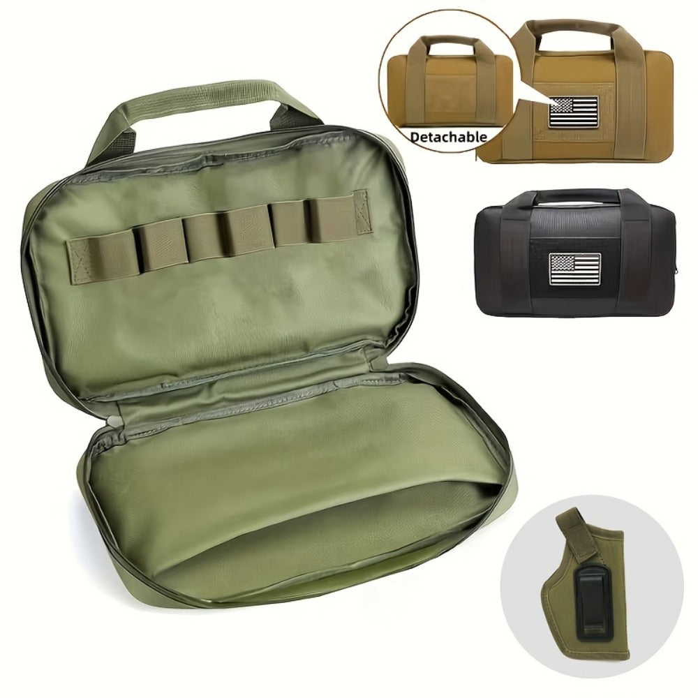 Men's Tactical Range Bag Set with Padded Organizer Case & Belt Pouch in Khaki, Army Green or Black