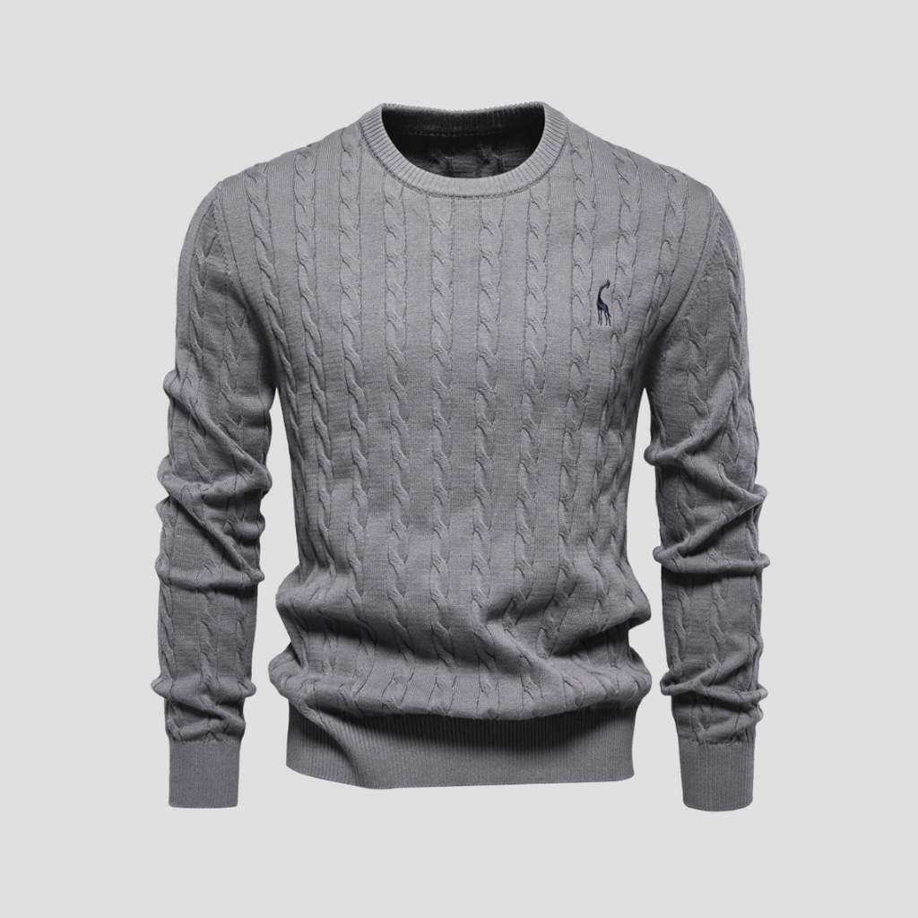 Men’s Cable Knit Crew Neck Long Sleeve Sweater