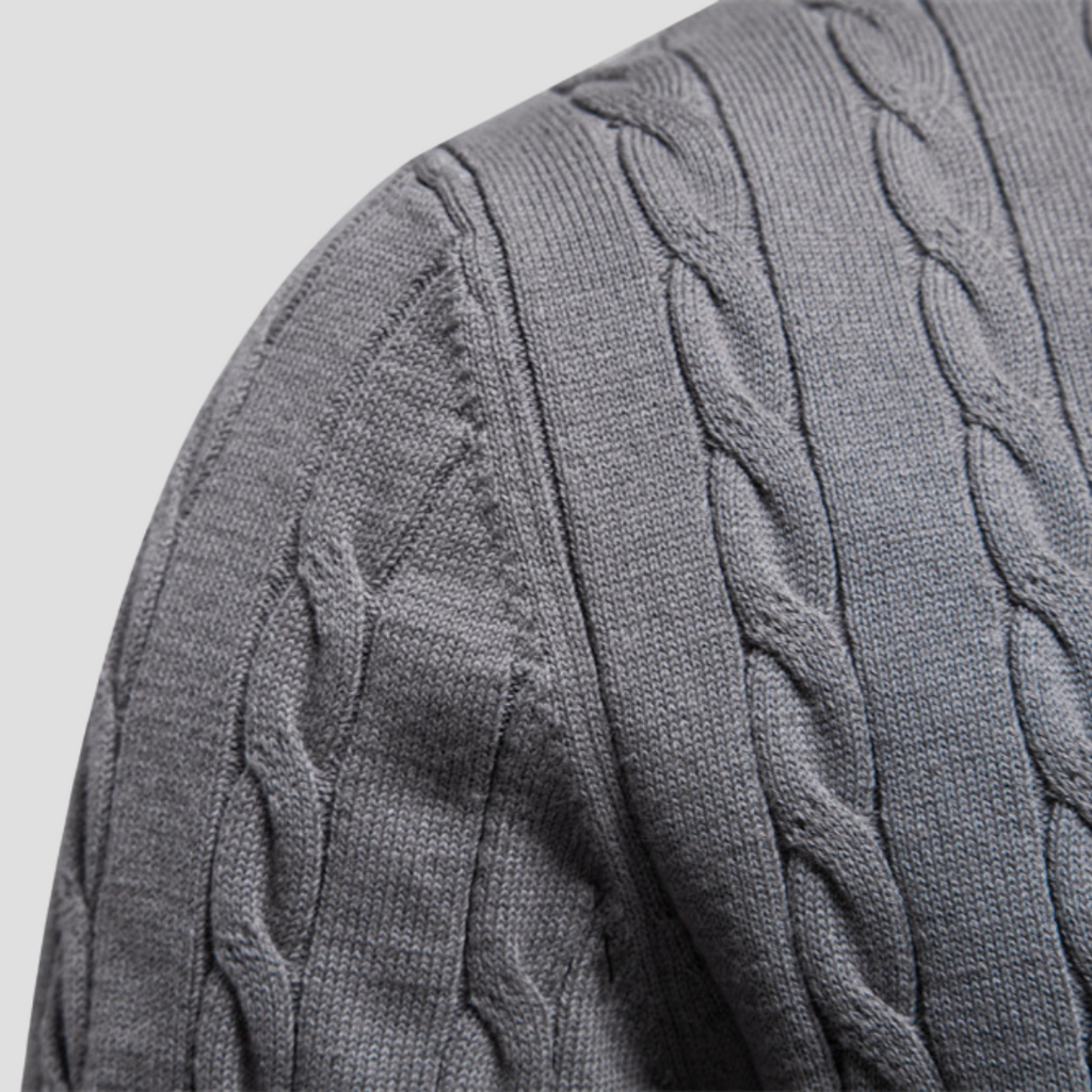 Men’s Cable Knit Crew Neck Long Sleeve Sweater
