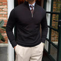 Men’s Half Zip Stand Collar Long Sleeve Knit Sweater
