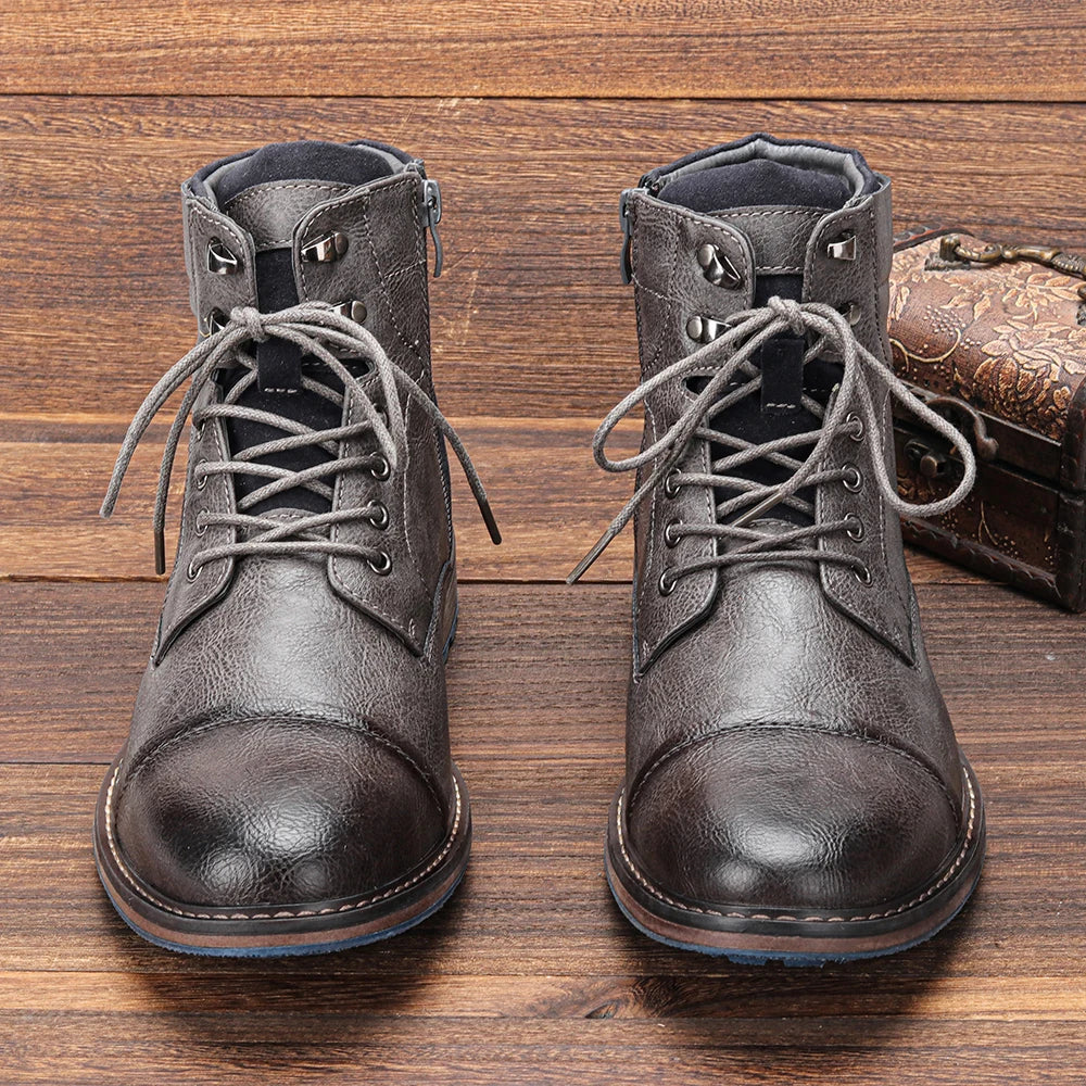 Men’s Lace-Up Cap Toe Ankle Boots