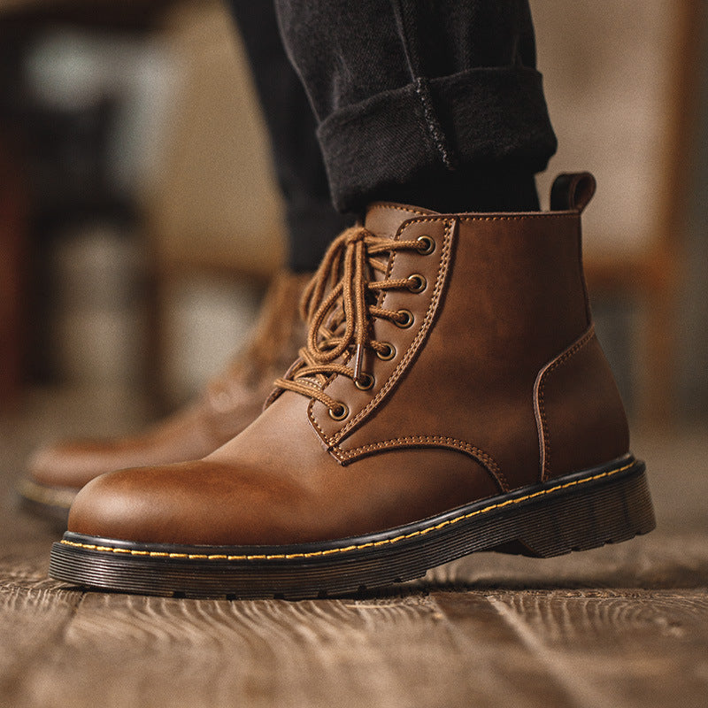 Men’s Lace-Up Round Toe Ankle Boots