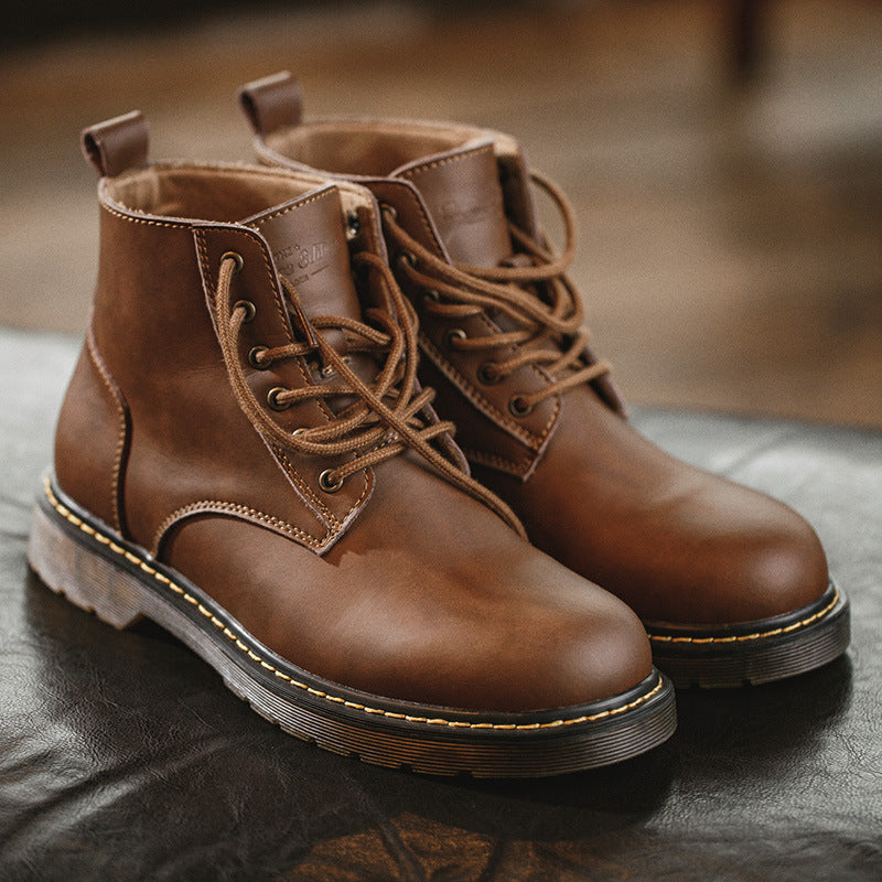 Men’s Lace-Up Round Toe Ankle Boots