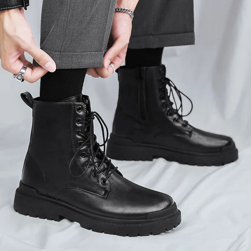 Men’s Lace-Up and Side Zip Combat Style Ankle Boots