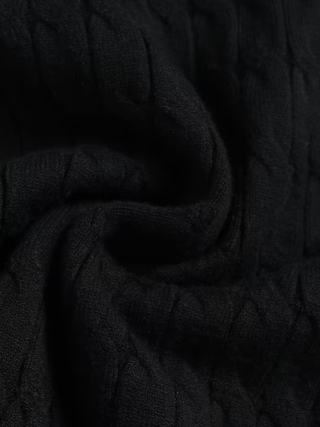 Men's Long Sleeve Cable Knit Polo Sweater