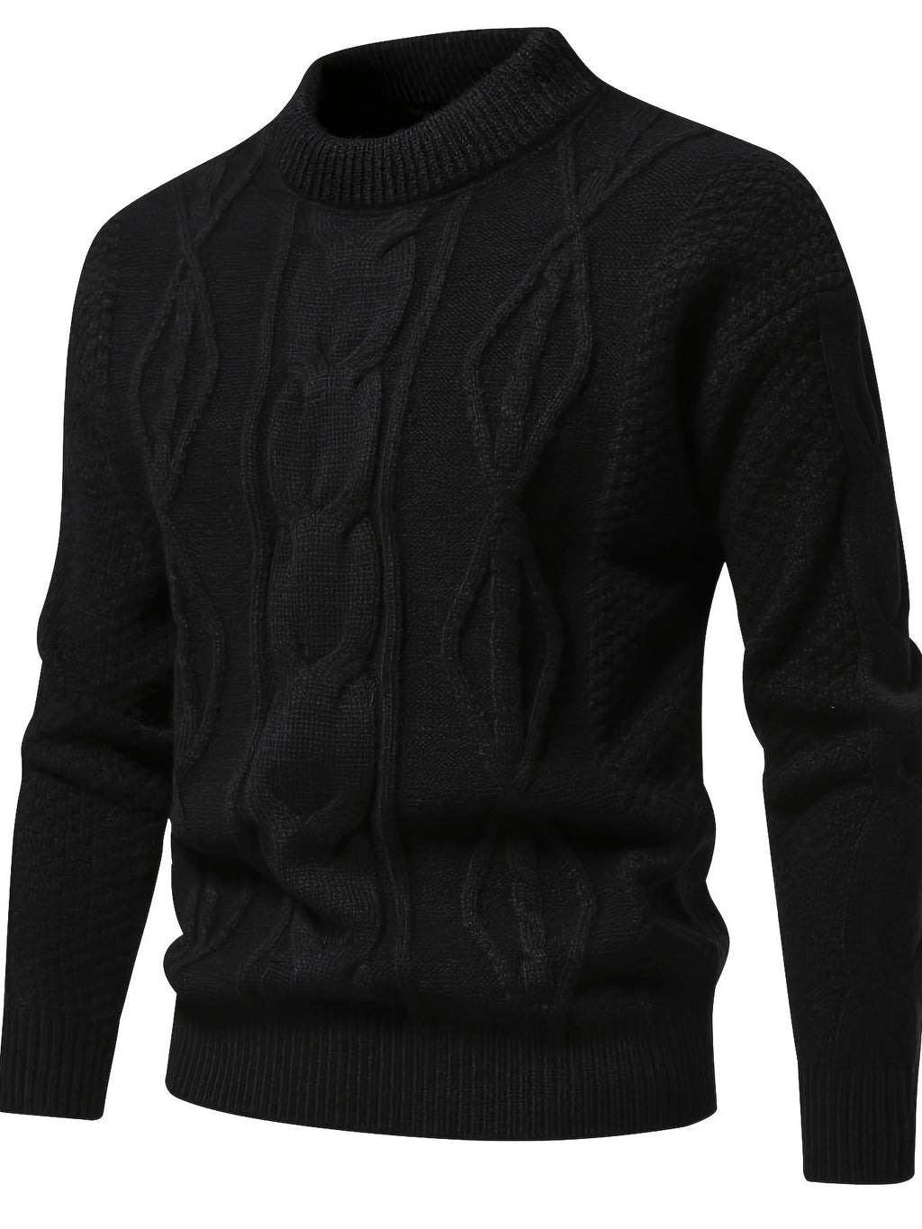 Men's Long Sleeve Crew Neck Cable Knitted Sweater