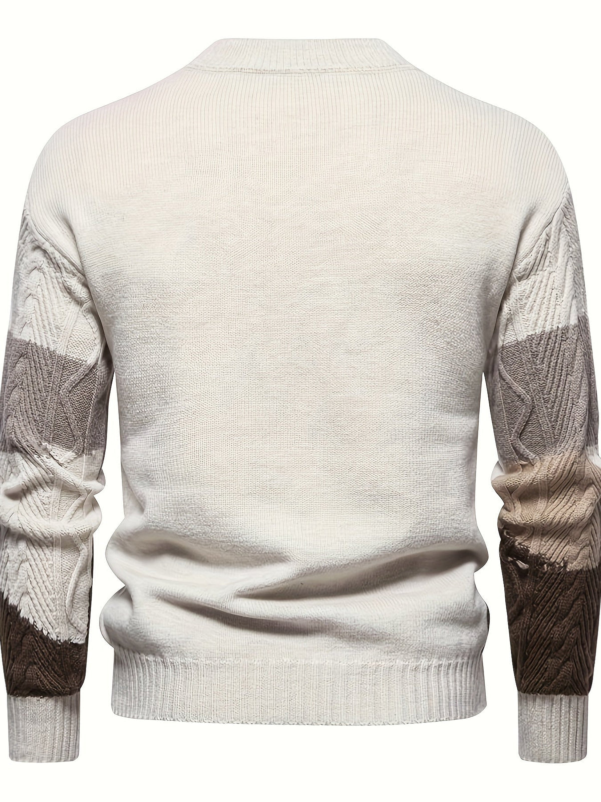 Herren-Langarm-Strickpullover mit Rundhalsausschnitt und Farbblock-Design