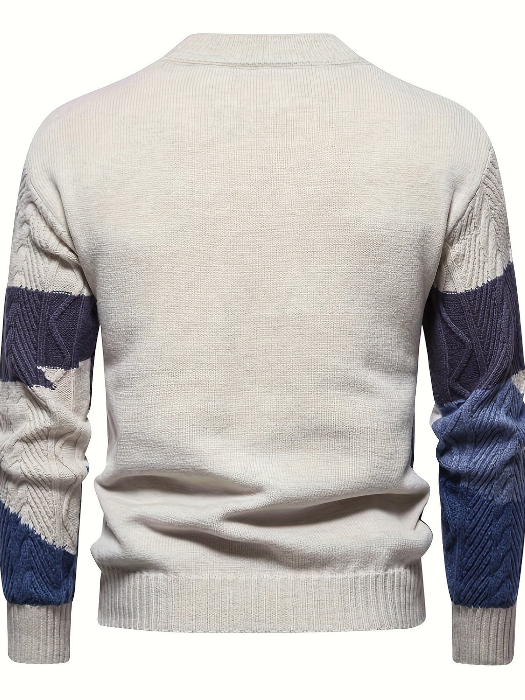 Herren-Langarm-Strickpullover mit Rundhalsausschnitt und Farbblock-Design