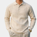 Men's Long Sleeve Patterned Polo Sweater