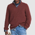 Herren-Strickpullover mit Stehkragen und kurzem Reißverschluss