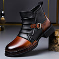 Herren-Slip-On-Stiefeletten mit Schnallen und Materialmix
