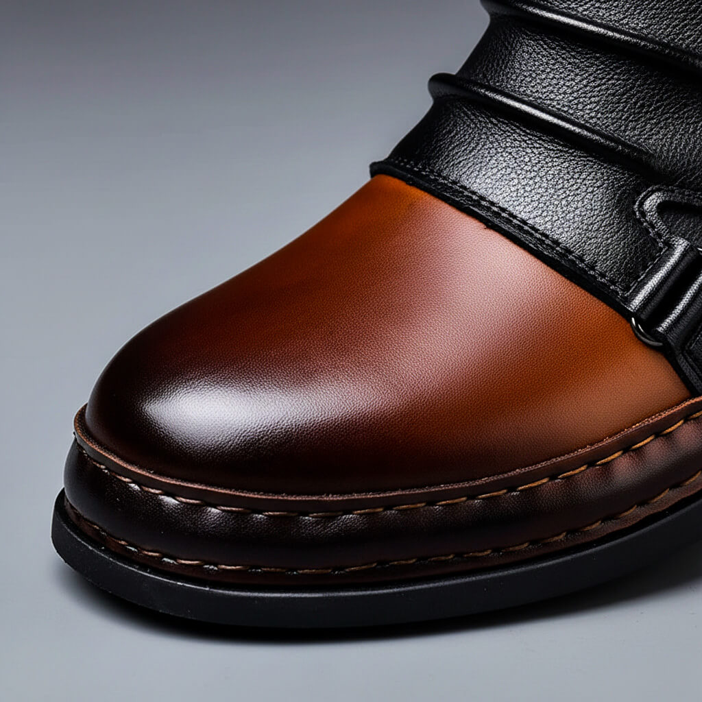 Herren-Slip-On-Stiefeletten mit Schnallen und Materialmix