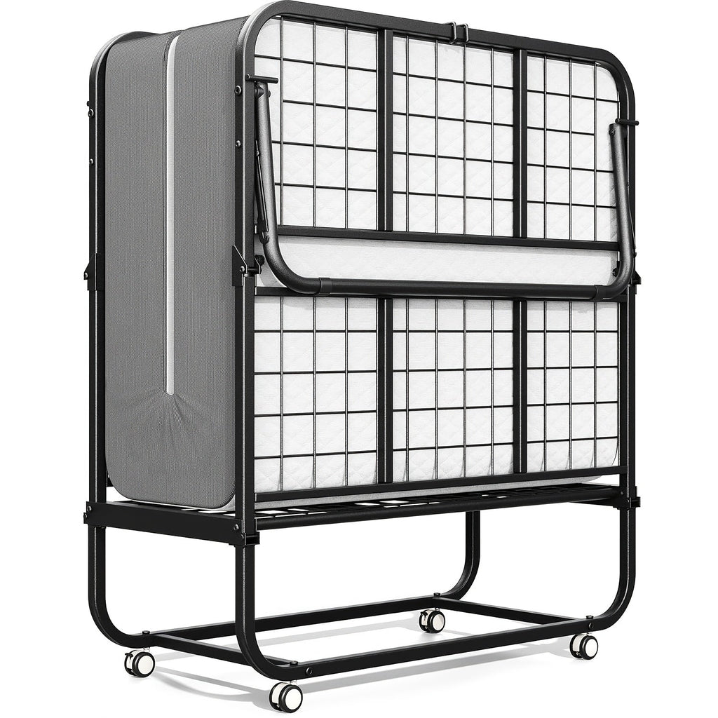 Guest Bed in a Metal Folding Design with 75 x 31-Inch Sleeping Surface and Four-Section Frame