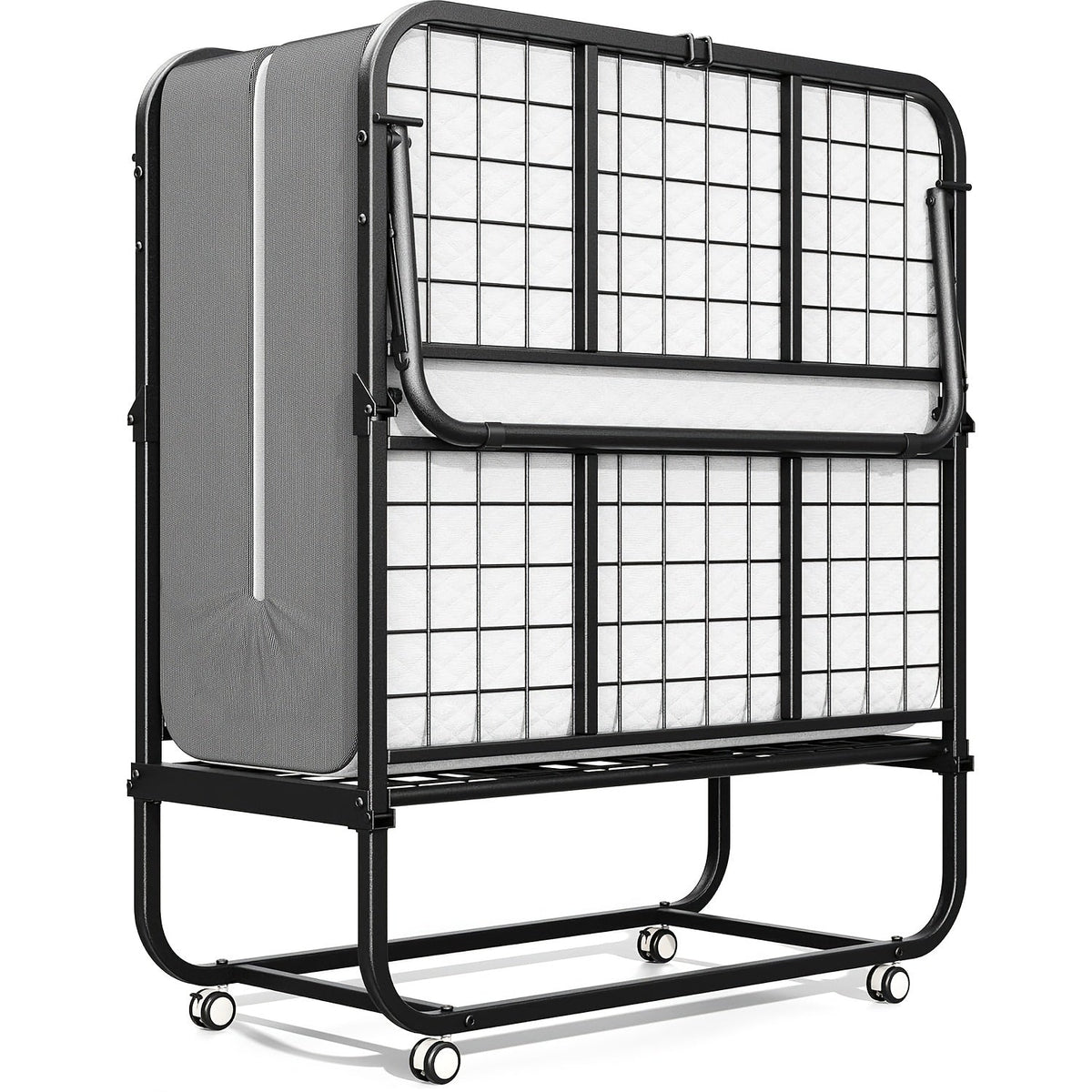 Guest Bed in a Metal Folding Design with 75 x 31-Inch Sleeping Surface and Four-Section Frame