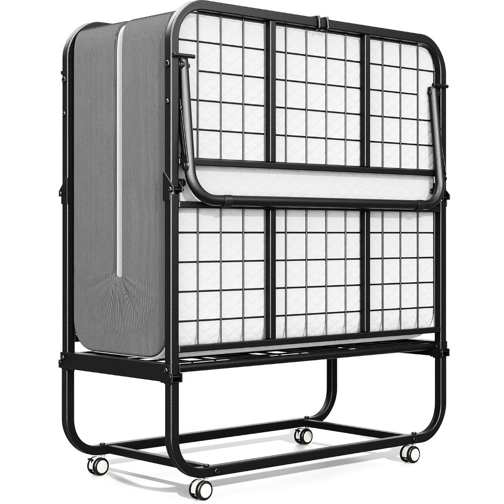 Guest Bed in a Metal Folding Design with 75 x 31-Inch Sleeping Surface and Four-Section Frame