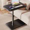 Side Table C-Shaped Metal Frame with Wood-Look Top, 360-Degree Rotation and Adjustable Height