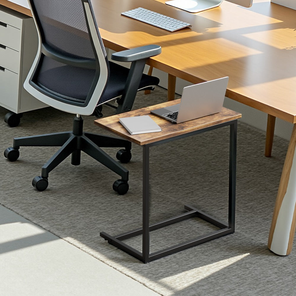 Side Table C-Shaped Metal Frame and Brown Finish with Model-Specific Finish and Structure Options
