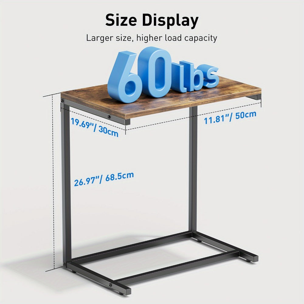 Side Table C-Shaped Metal Frame and Brown Finish with Model-Specific Finish and Structure Options
