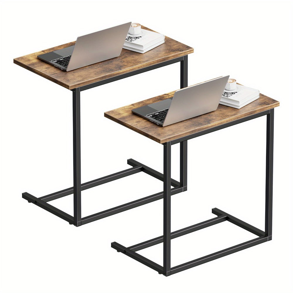 Side Table C-Shaped Metal Frame and Brown Finish with Model-Specific Finish and Structure Options