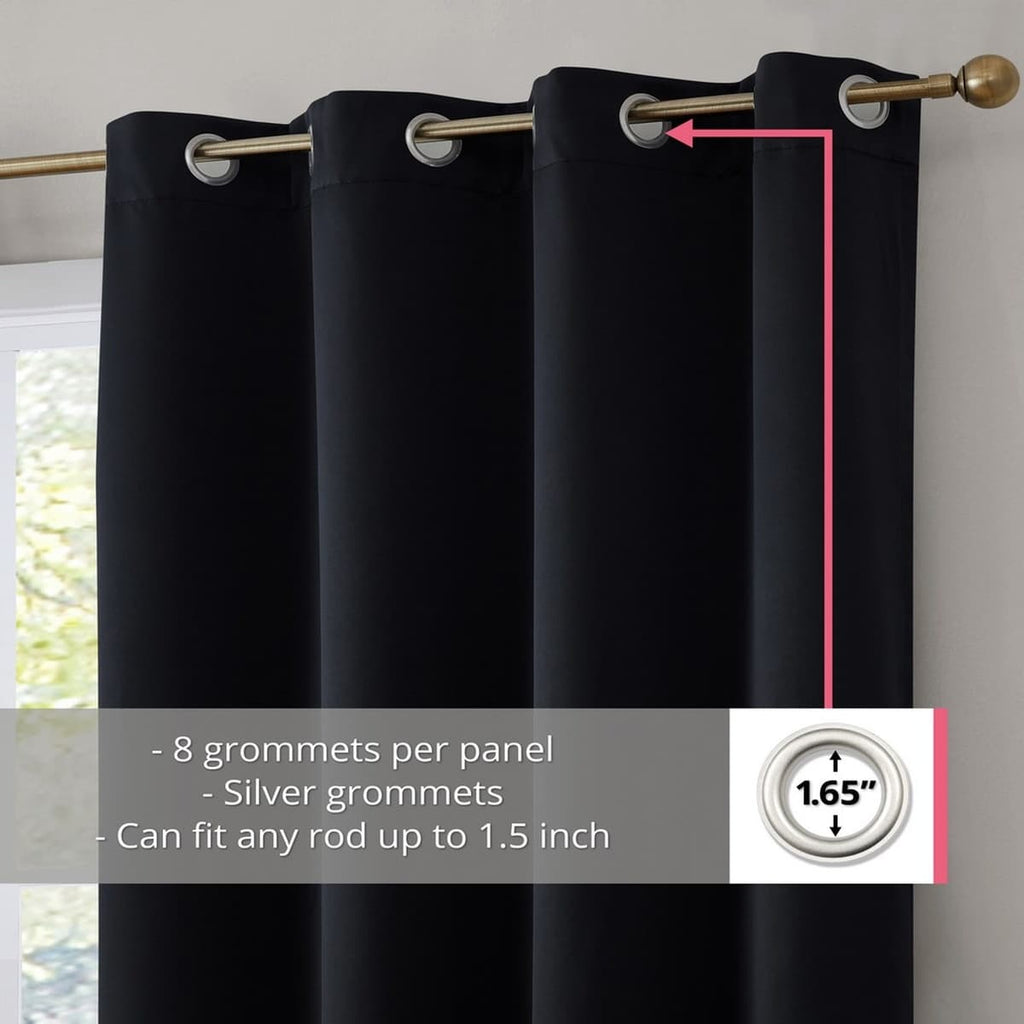 Thd Virginia 100% Blackout Grommet Total Privacy Curtain Panels - Set of 2