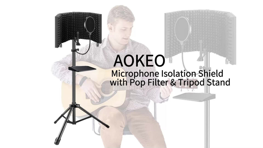 Microphone Isolation Shield, Foldable for Reducing Nearby Room Reflections Around A