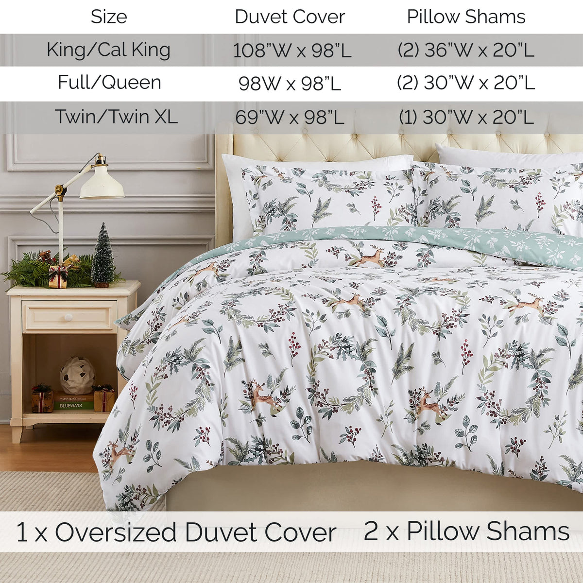 Southshore Fine Linens Happy Holidays Oversized Duvet Cover Set