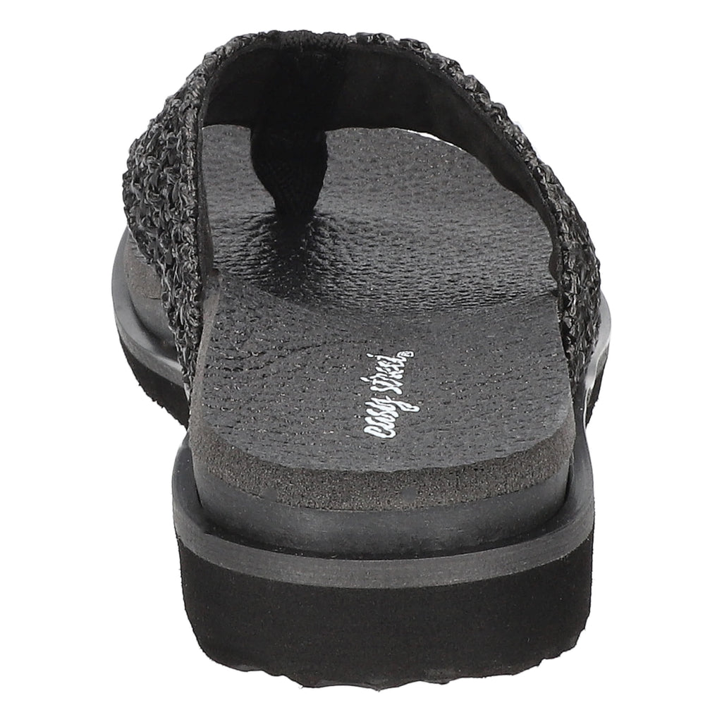 Easy Street Women's Whimsy Black Woven Thong Sandals