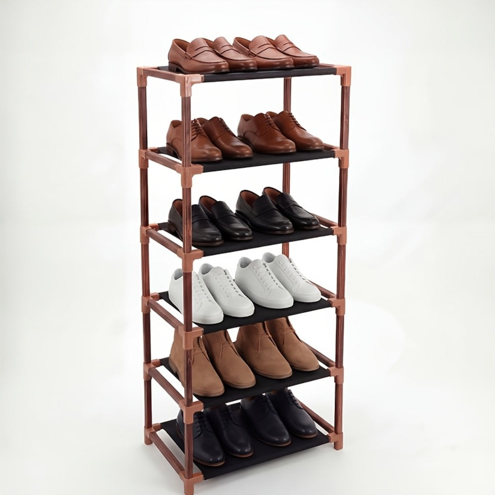 Shoe Rack Foldable Bamboo Organizer with 2, 6 or 7 Tier Options and No-Assembly Setup for Small Spaces