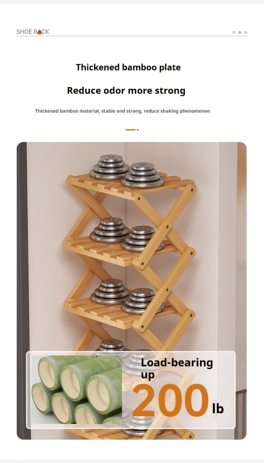 Shoe Rack Foldable Bamboo Organizer with 2, 6 or 7 Tier Options and No-Assembly Setup for Small Spaces