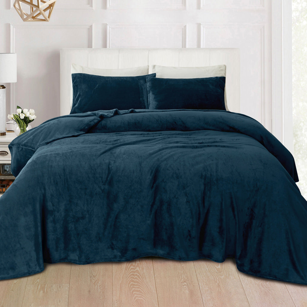 Elegant Comfort 4-Piece Velvet Plush Flannel Sheet Set