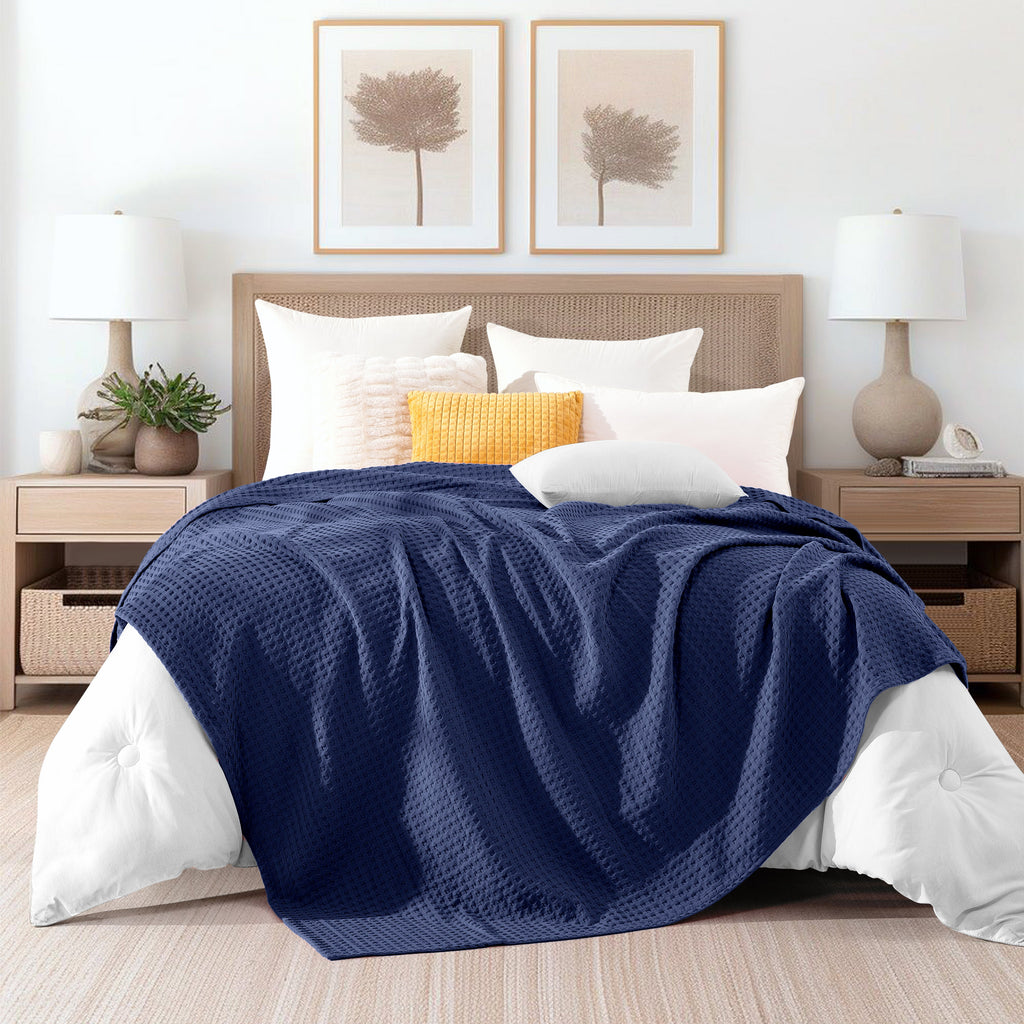 Elegant Comfort Cotton Waffle Blanket