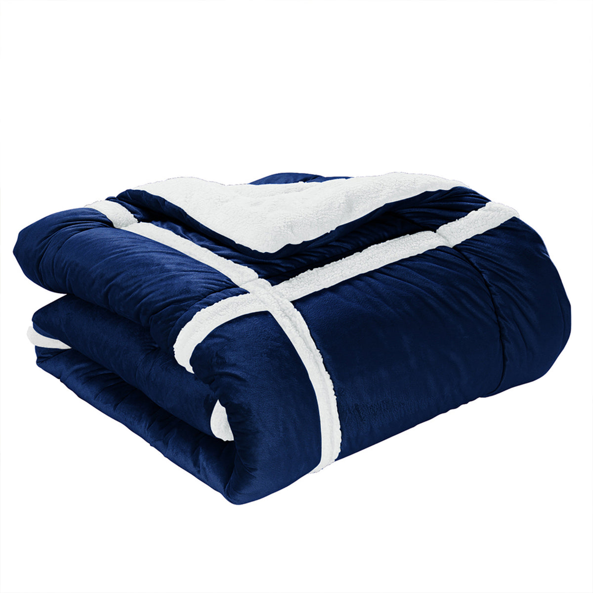 Elegant Comfort 3-Piece Stripe Micro-Suede Reversible Sherpa - Comforter Set