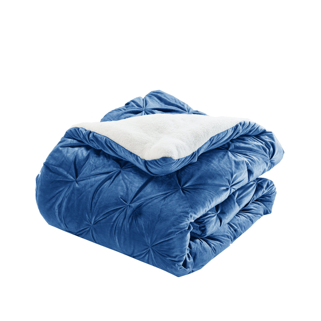 Elegant Comfort 3-Piece Pinch Pleated Micro-Suede Reversible Sherpa - Comforter Set