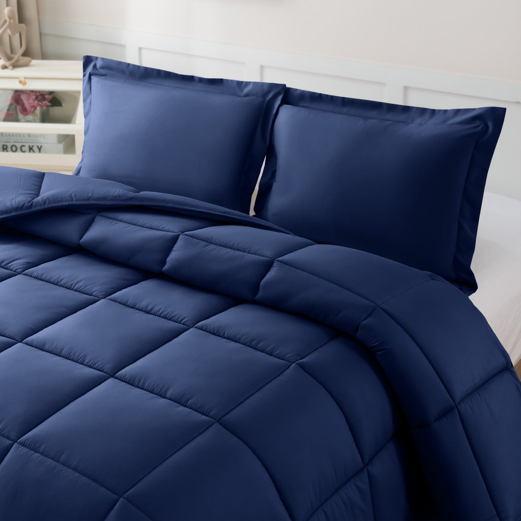 Elegant Comfort 3-Piece Box Stitched Comforter & Shams - Duvet Insert with 4 Corner Tabs