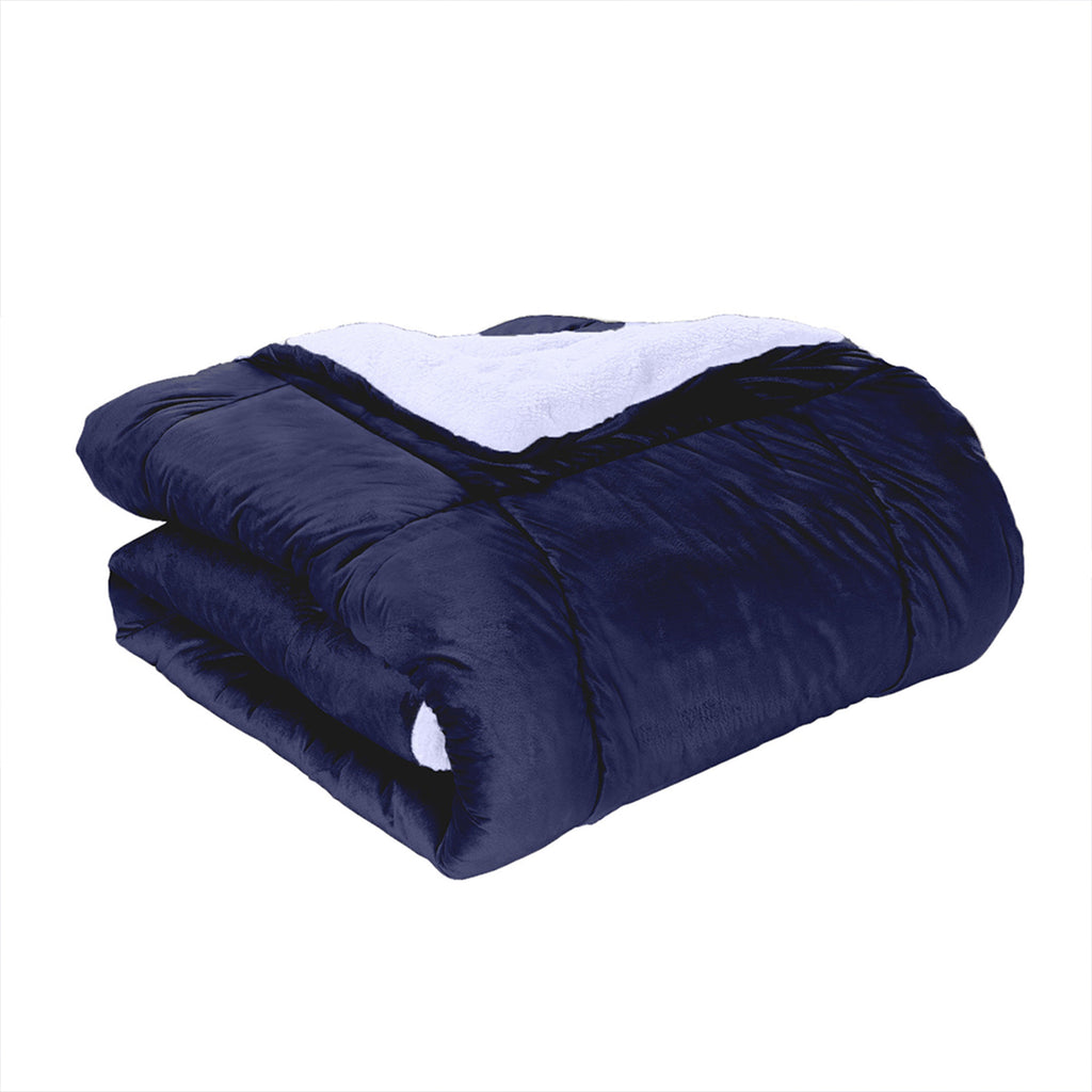 Elegant Comfort 3-Piece Micro-Suede Reversible Sherpa - Solid Color Design Comforter Set